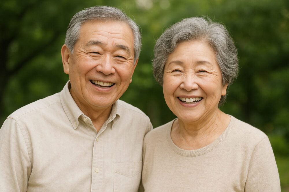 笑顔の老夫婦
